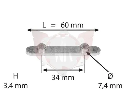 AXLE KEY WITH 2 PEGS (34mm SPACING)