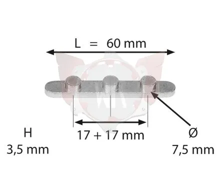 AXLE KEY WITH 3 PEGS (17mm SPACING)