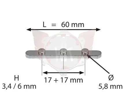 PASSFEDER 6mm MIT 3 STIFTEN Ø 5,8mm