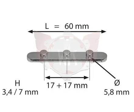 AXLE KEY 8mm WITH 3 PEGS Ø 5.8mm