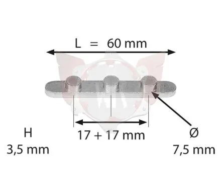 AXLE KEY WITH 3 PEGS (17mm SPACING) WILDKART