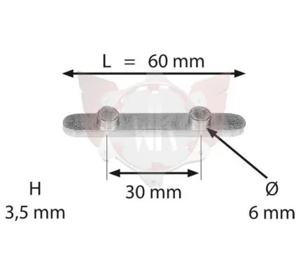AXLE KEY WITH 2 PEGS (30mm SPACING)