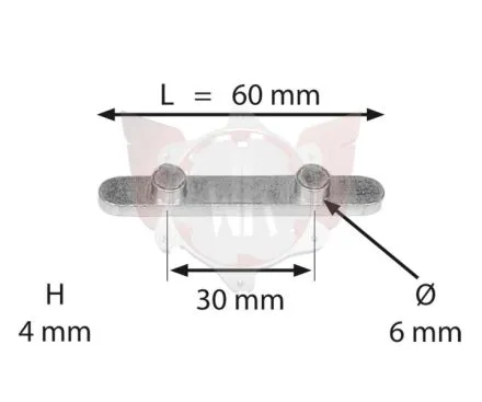 AXLE KEY WITH 2 PEGS (30mm SPACING)