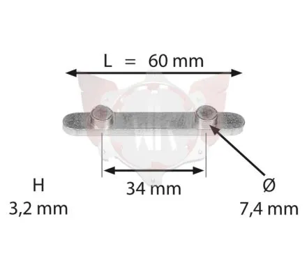 PASSFEDER MIT 2 STIFTEN ABSTAND 34mm