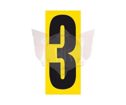NUMBER 3 PLAIN BLACK ON YELLOW