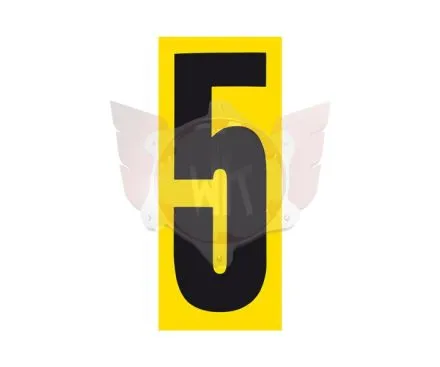 NUMBER 5 PLAIN BLACK ON YELLOW