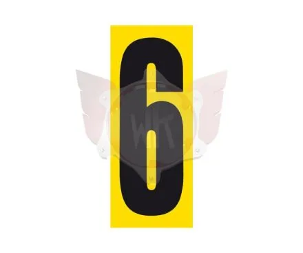 NUMBER 6 PLAIN BLACK ON YELLOW