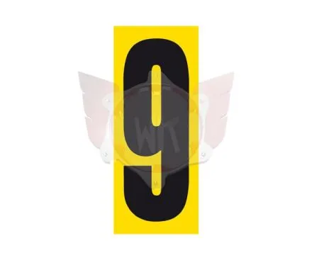 NUMBER 9 PLAIN BLACK ON YELLOW