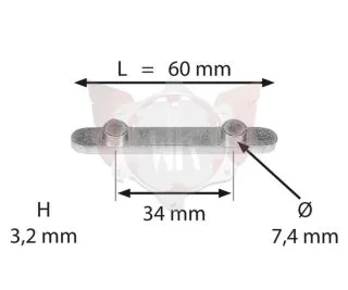 Clavette darbre avec 2 picots (34mm distance)