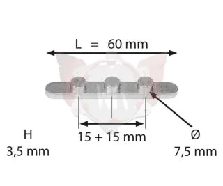Clavette darbre avec 3 picots (15mm distance)