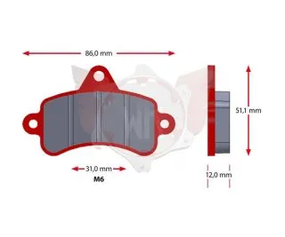 SATZ BREMSBELÄGE SINTER 551-1, ROT